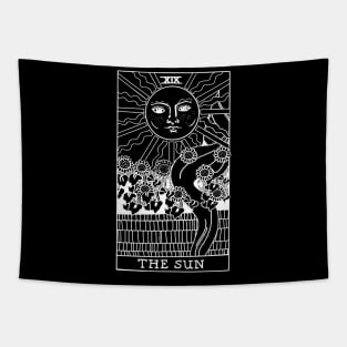 The Sun Tarot Black and White Tapestry