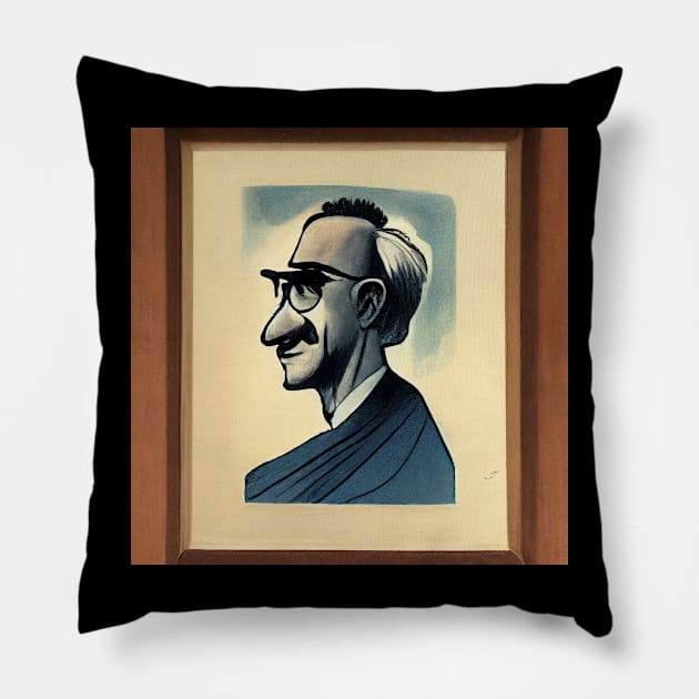 F.A. Hayek portrait | Cartoon style Pillow by Classical
