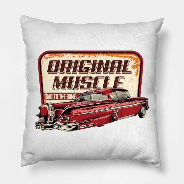 Original muscle - vintage car quote Pillow by Teefold