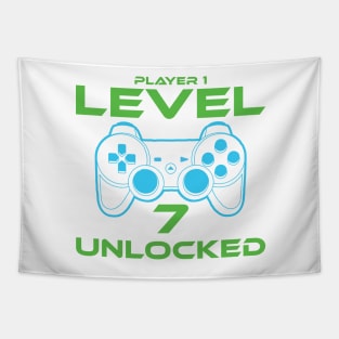 Level 7 Unlocked 7th Birthday Gamer Gift Tapestry