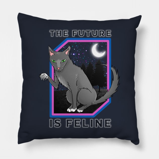 The Future is Feline Pillow by Justanos