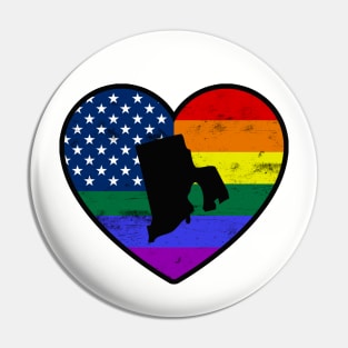 Rhode Island United States Gay Pride Flag Heart Pin