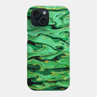 Emerald green marble texture, Fluid abstract art Phone Case