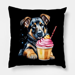 German Shepherd dog eating sweets gift ideas Pillow