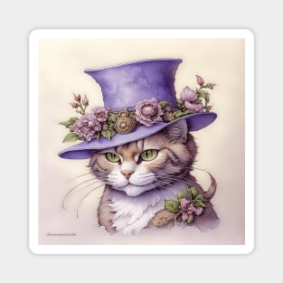 [AI Art] Cheeky cat with hat Magnet