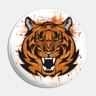 Orange Fearless Tiger Head Pin