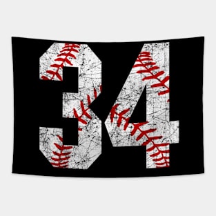 Vintage #34 Baseball Laces Baseball Mom Jersey Love Baseball Tapestry