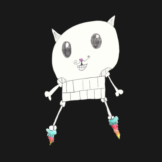 Bones the Rocket-Powered, Mustachioed Skeleton Cat by SchaubDesign