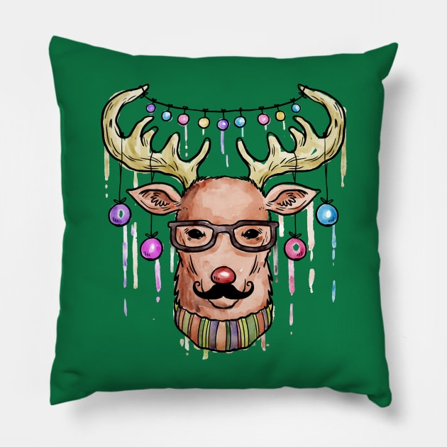 Christmas Gift Design, Christmas Clothing, Christmas Artwork, Christmas Deer Pillow by Utopia Shop