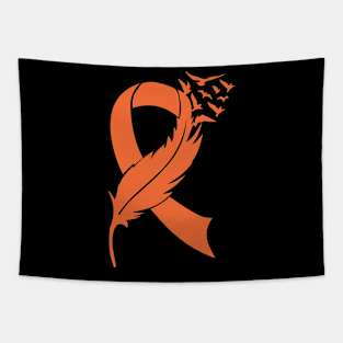 Feather Orange Ribbon, Leukemia Kidney Cancer Tapestry