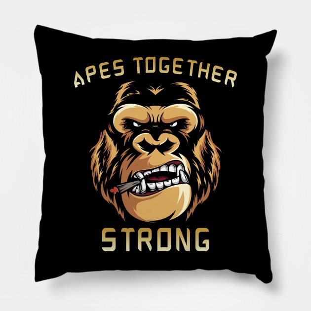 Apes Together Strong Gme Amc Ape Gorilla To the moon Pillow by JayD World