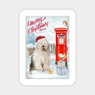 Old English Sheepdog Merry Christmas Santa Dog Magnet