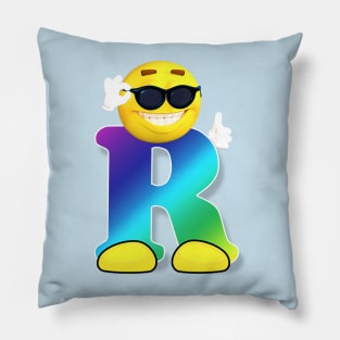 Letter R Alphabet Smiley Monogram Face Emoji Shirt for Men Women Kids Pillow