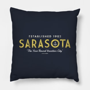 Sarasota Florida - Vintage Anchor Pillow