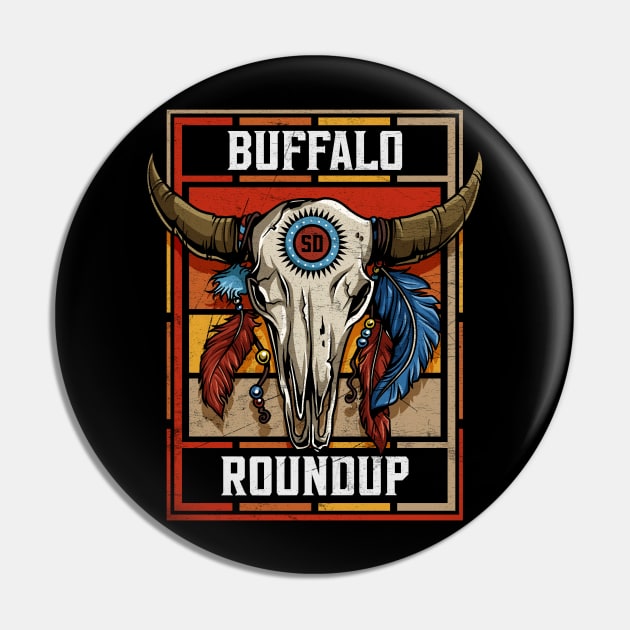 Buffalo Roundup Custer South Dakota Native American Bison Skull Pin by SouthDakotaGifts