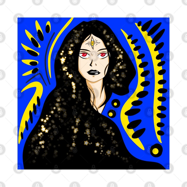 fortune teller in bright stars cosmos ecopop woman wallpaper by jorge_lebeau