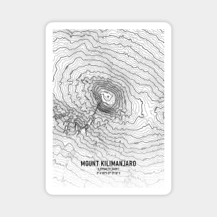 Mount Kilimanjaro Topographic map white and black Magnet