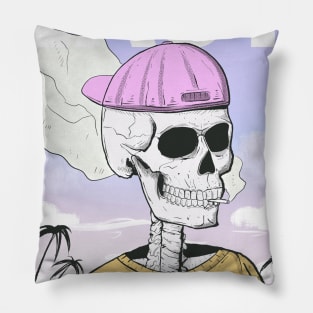 Macabre Skeleton Summer Vacation Pillow