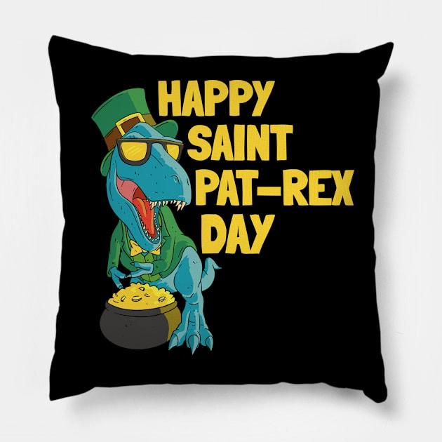 Dinosaur T-Rex Dino St. Patty's Day St. Patricks Day Pillow by tobzz