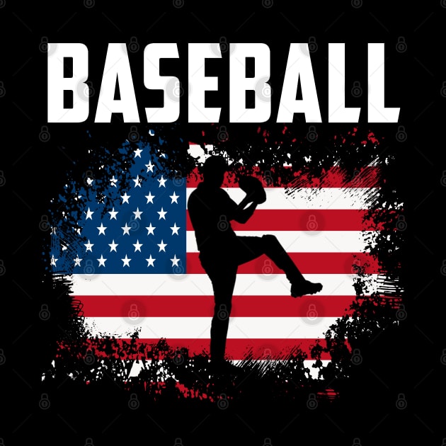 American Flag Baseball Team Gift by Felix Rivera