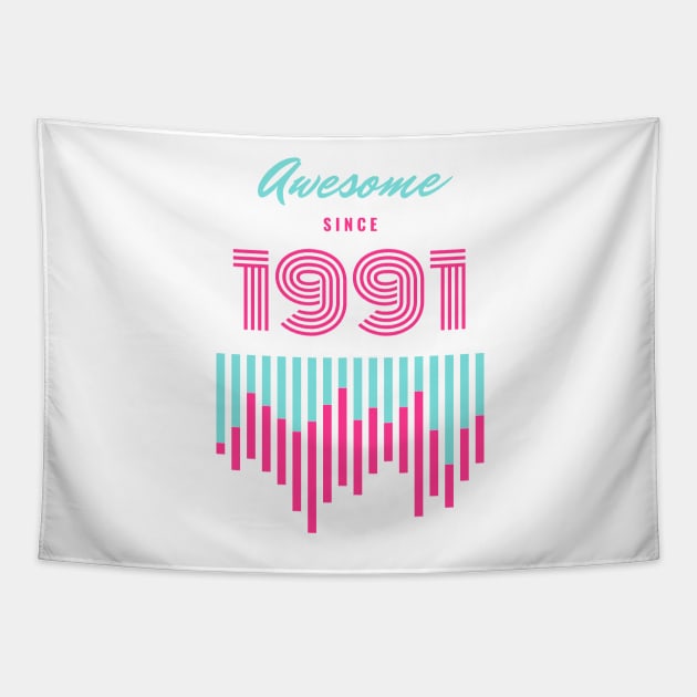 Awesome Since 1991, 30 years old, 30th Birthday Gift Tapestry by LifeSimpliCity