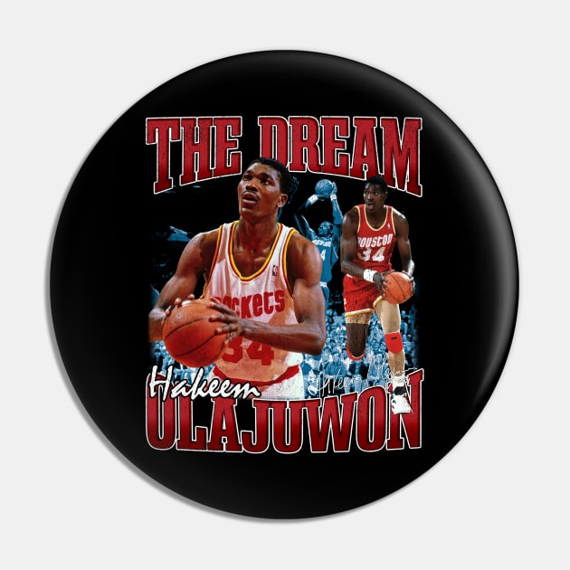 Hakeem Olajuwon The Dream Basketball Legend Signature Vintage Retro 80s 90s Bootleg Rap Style Pin by CarDE