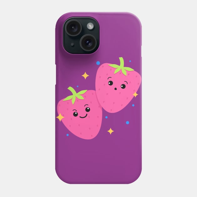 Cute Strawberries cartoon design Phone Case by BrightLightArts