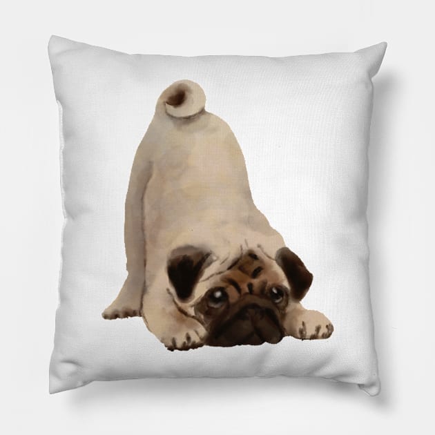 Pug Pillow by ArtInPi