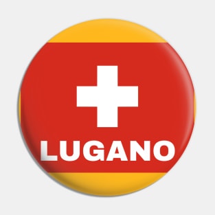 Lugano City in Swiss Flag Pin