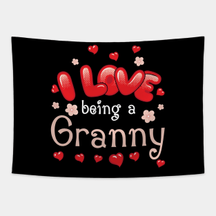 I Love Being A Granny Happy Parent Day Summer Holidays Flowers Hearts For Granny Tapestry