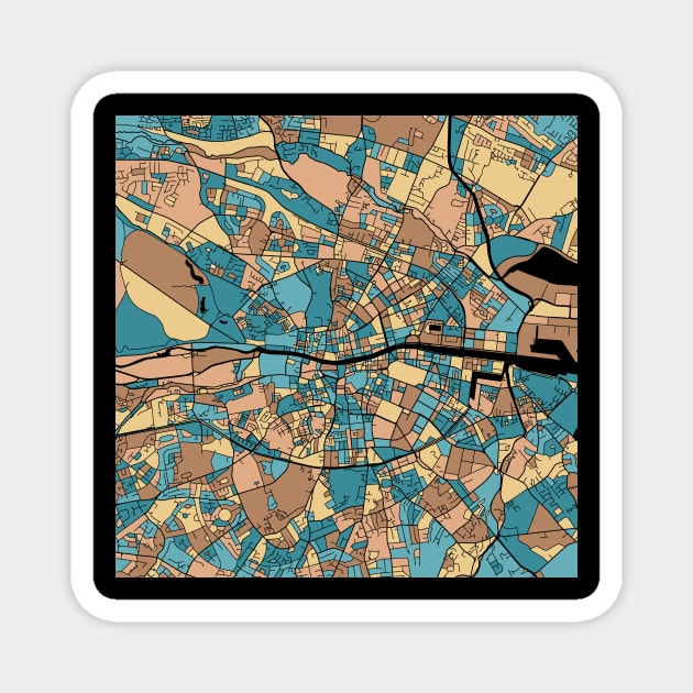 Dublin Map Pattern in Mid Century Pastel Magnet by PatternMaps