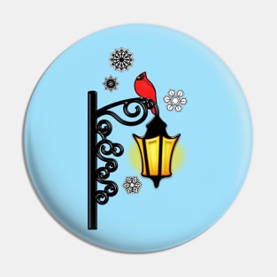 Winter Wonderland Cardinal on Lamp Post Pin