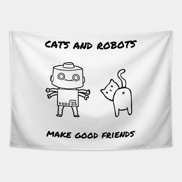 Cats and Robots Tapestry by pawsitronic