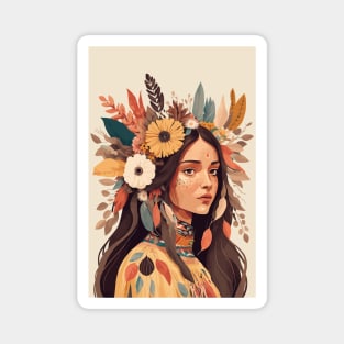 Painted Beautiful Native American Woman Magnet