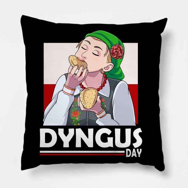 Dyngus Day Polish Girl Loves Pierogies Pillow by Noseking