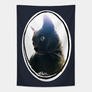 Kitty Cat Head Oval Frame Tapestry