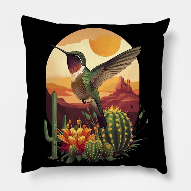 Hummingbird in the desert Pillow by feafox92