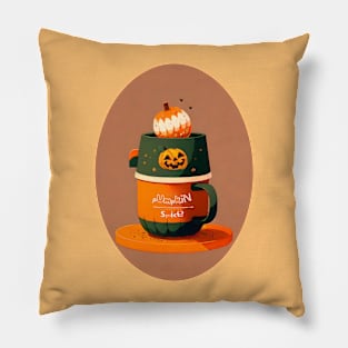 pumpkin spice Halloween coffe Pillow