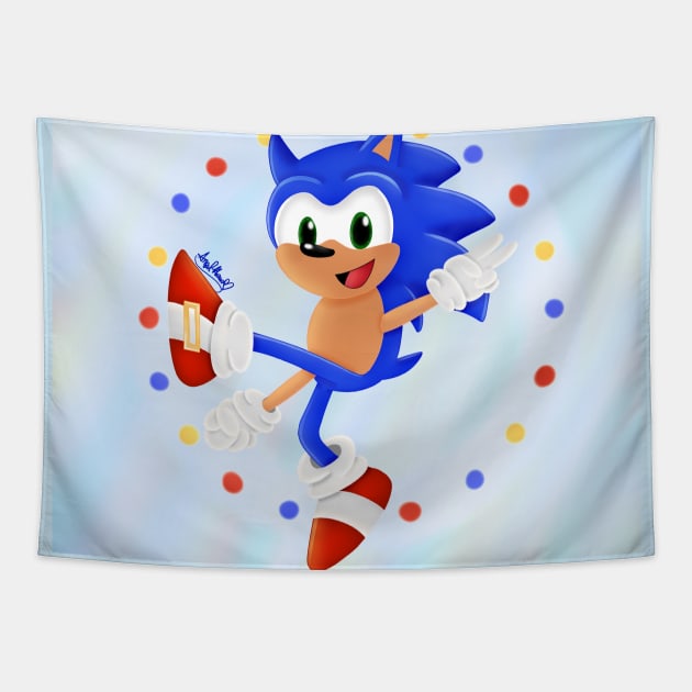 Sonic the Hedgehog Tapestry by AngelHeartArt