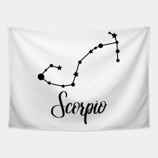 Scorpio Zodiac Constellation in Black Tapestry