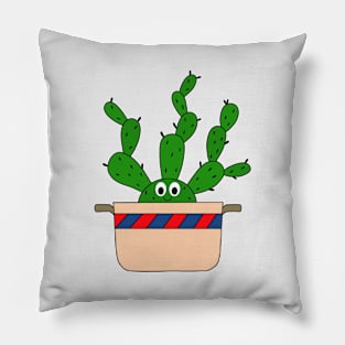 Cute Cactus Design #204: Beaver Tail Cactus In Old Pot Pillow