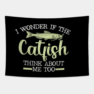 funny catfish - i wonder if catfish think about me to Tapestry