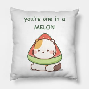 Cat and watermelon pun Pillow