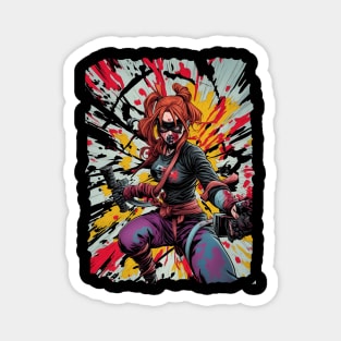 Battle Scarred Girl Ninja Magnet