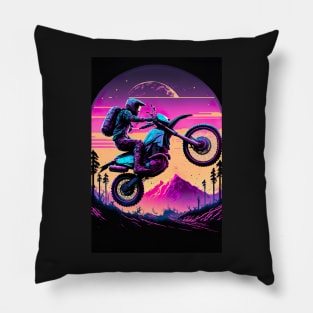 Cyber Future Dirt Bike With Neon Colors Pillow