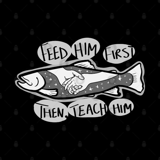 Fish with Holding Hands and Stars "Feed Him First; Then, Teach Him" by Boreal-Witch