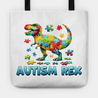 Autism Rex Dinosaur Puzzle Autism Awareness Gift for Birthday, Mother's Day, Thanksgiving, Christmas Tote