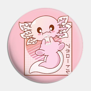 Kawaii Axolotl Strawberry Milk Shake Carton Japanese Anime Pin