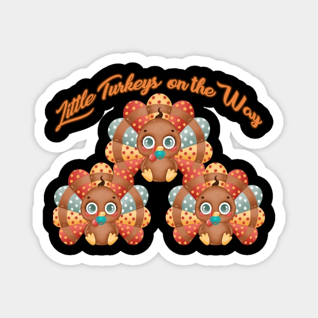 Little Turkeys on the Way- Triplets Pregnancy Magnet by WalkingMombieDesign