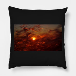 Red Sunset Water Splashes Pillow